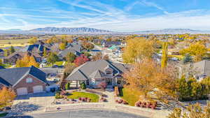 Aerial view featuring a mountain view