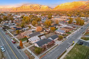 Aerial view at dusk featuring a mountain view