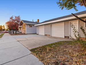 View of home's exterior featuring a garage