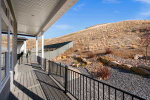 Exterior space featuring a mountain view