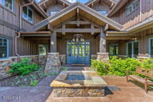 Property entrance featuring french doors