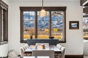 Dining space with hardwood / wood-style floors and plenty of natural light