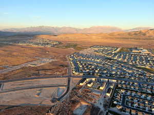Aerial view featuring a mountain view
