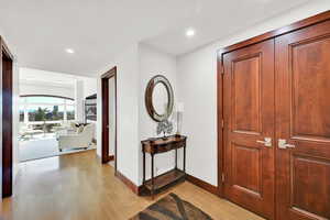 Entrance foyer with white oak wood floors