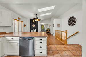 Lofted ceiling with skylight