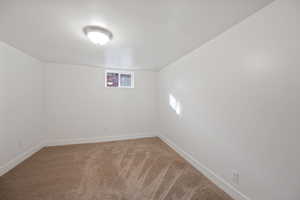 Basement with carpet floors