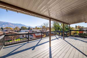 Trex terrace with a mountain view