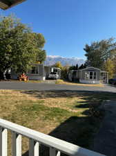 View of yard with a mountain view