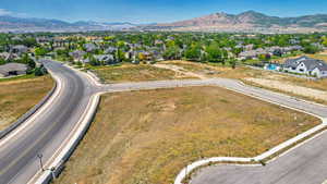 Aerial view with a mountain view