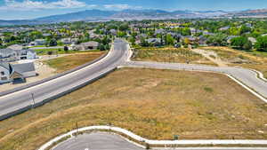 Bird's eye view with a mountain view