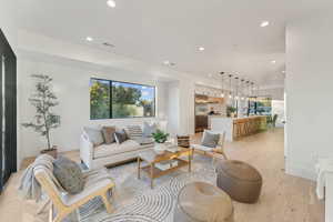 Living room featuring light wood-type flooring