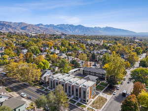 Aerial view featuring a mountain view