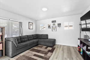 Living room featuring light wood-type flooring