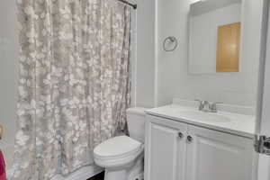 Bathroom featuring vanity and toilet