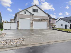 View of front of property with a garage