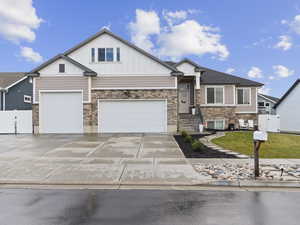 View of front of home with a garage