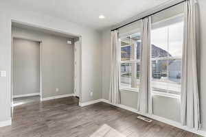 Formal dining room or office, featuring hardwood / wood-style floors