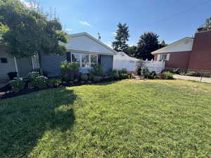 View of front of home with a front yard