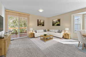 View of carpeted living room