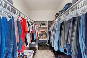 Walk in closet featuring carpet