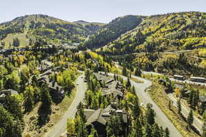 Birds eye view of property with a mountain view