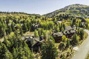 Birds eye view of property with a mountain view