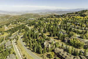 Aerial view featuring a mountain view