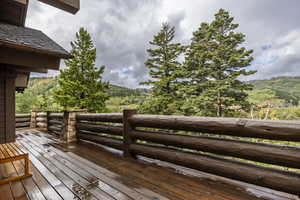 Deck featuring a mountain view