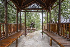 View of patio featuring a gazebo