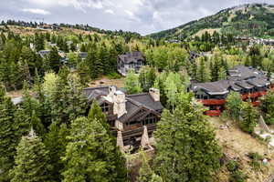 Aerial view with a mountain view