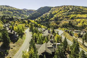 Drone / aerial view with a mountain view