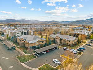 Drone / aerial view featuring a mountain view