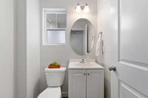 Bathroom with vanity and toilet