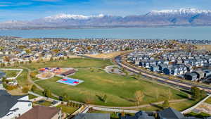 Aerial view featuring large neighborhood park