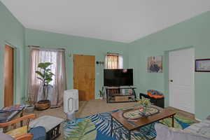 View of carpeted living room