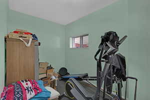 Workout room with carpet floors