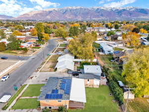 Aerial view featuring a mountain view