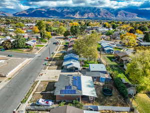 Drone / aerial view with a mountain view