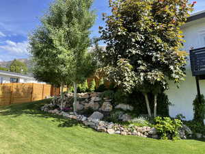 View of yard with a mountain view