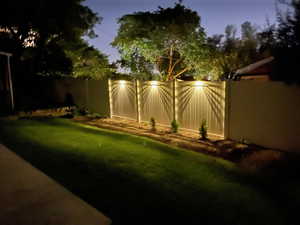 View of yard at dusk