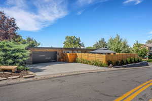 View of front of property featuring a garage