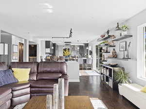 Living room featuring dark hardwood / wood-style floors