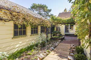 View of backyard, looking eastward from deck