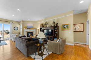 Living room with new hardwood flooring