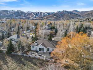 Aerial view with a mountain view