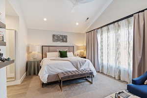 Master bedroom with grand vaulted ceiling