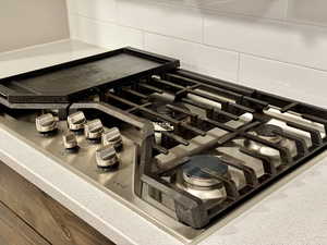 Interior details with stainless steel gas cooktop