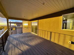 View of deck at dusk