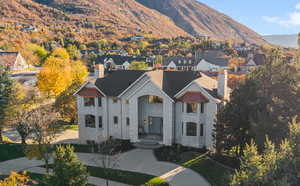 View of front of property with a mountain view