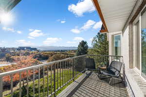 Balcony with a mountain view